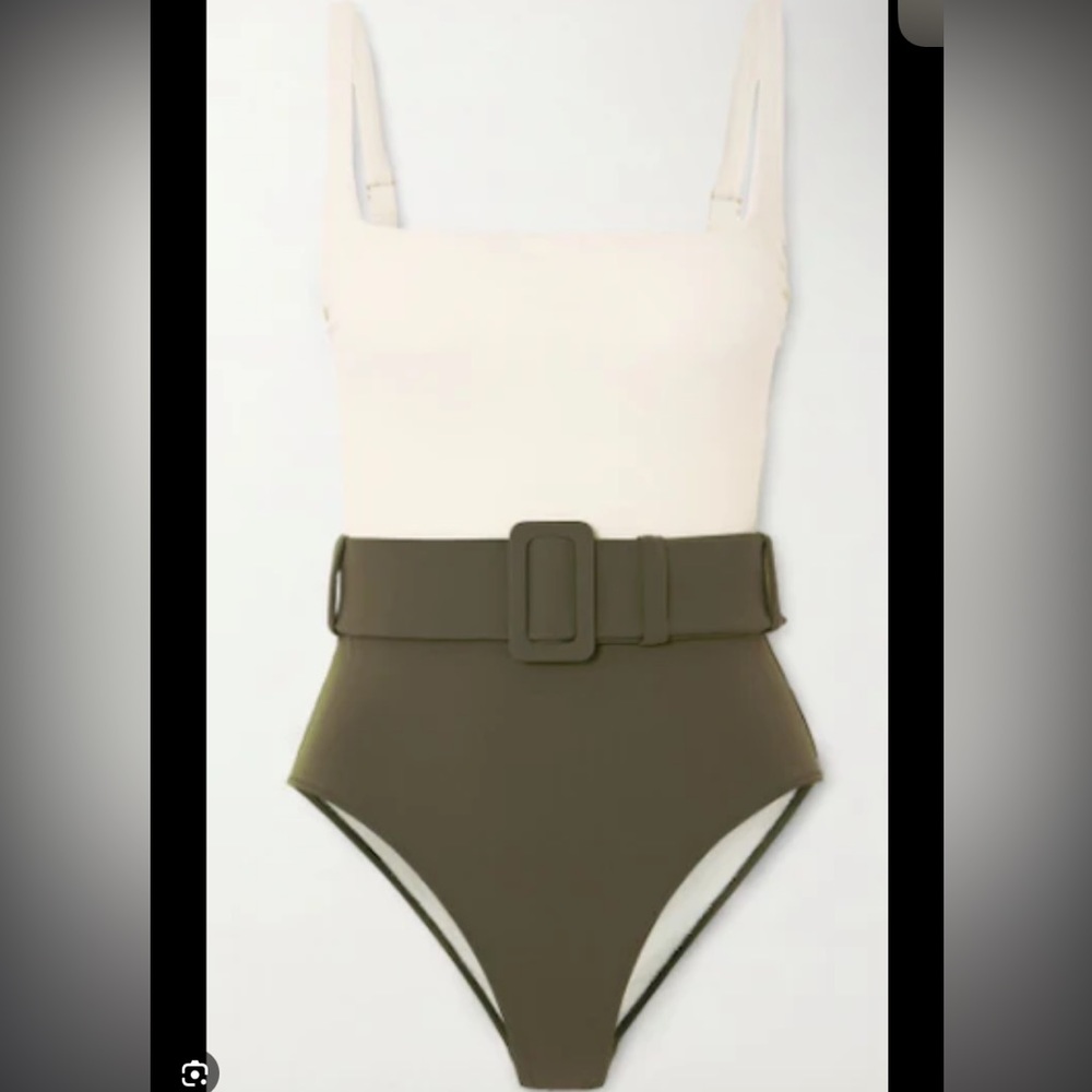 Evarae one piece color block green cream Cassandra swim suit